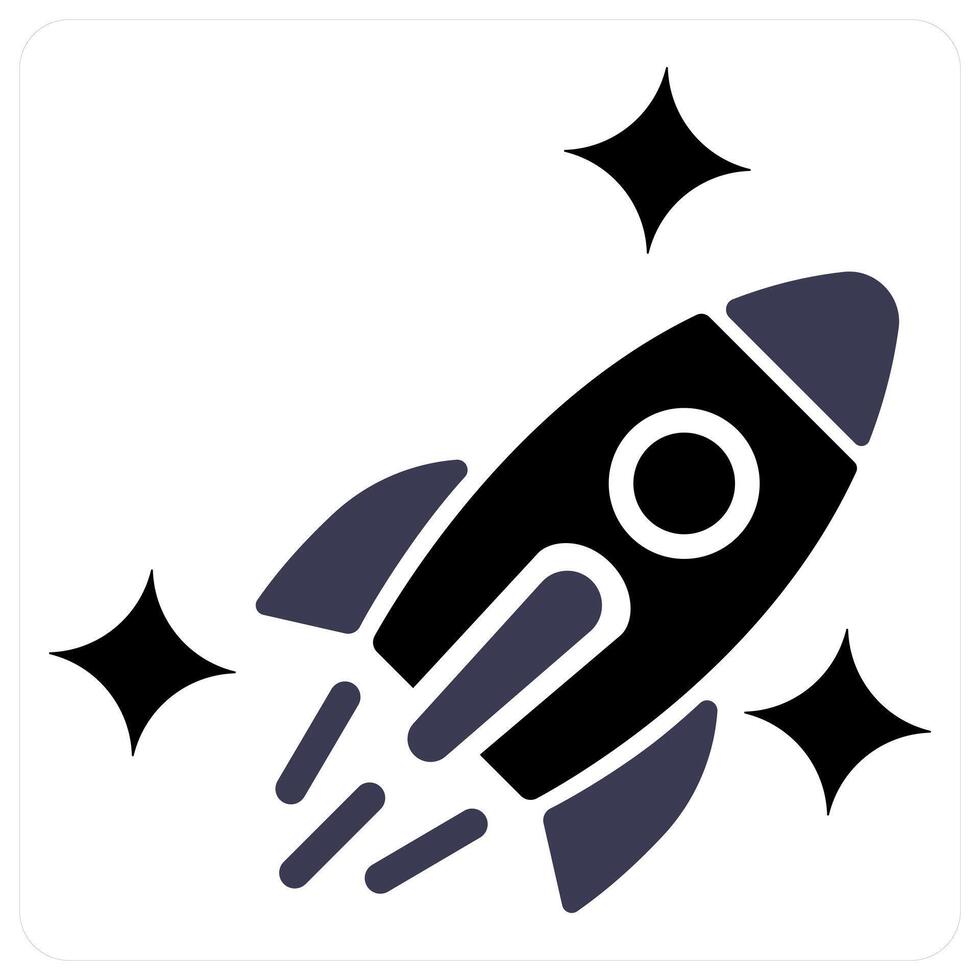 Spaceship and launch icon concept in black filled color vector