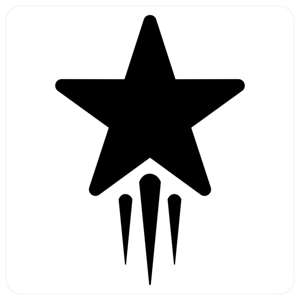 Star and shooting icon concept in black filled color vector