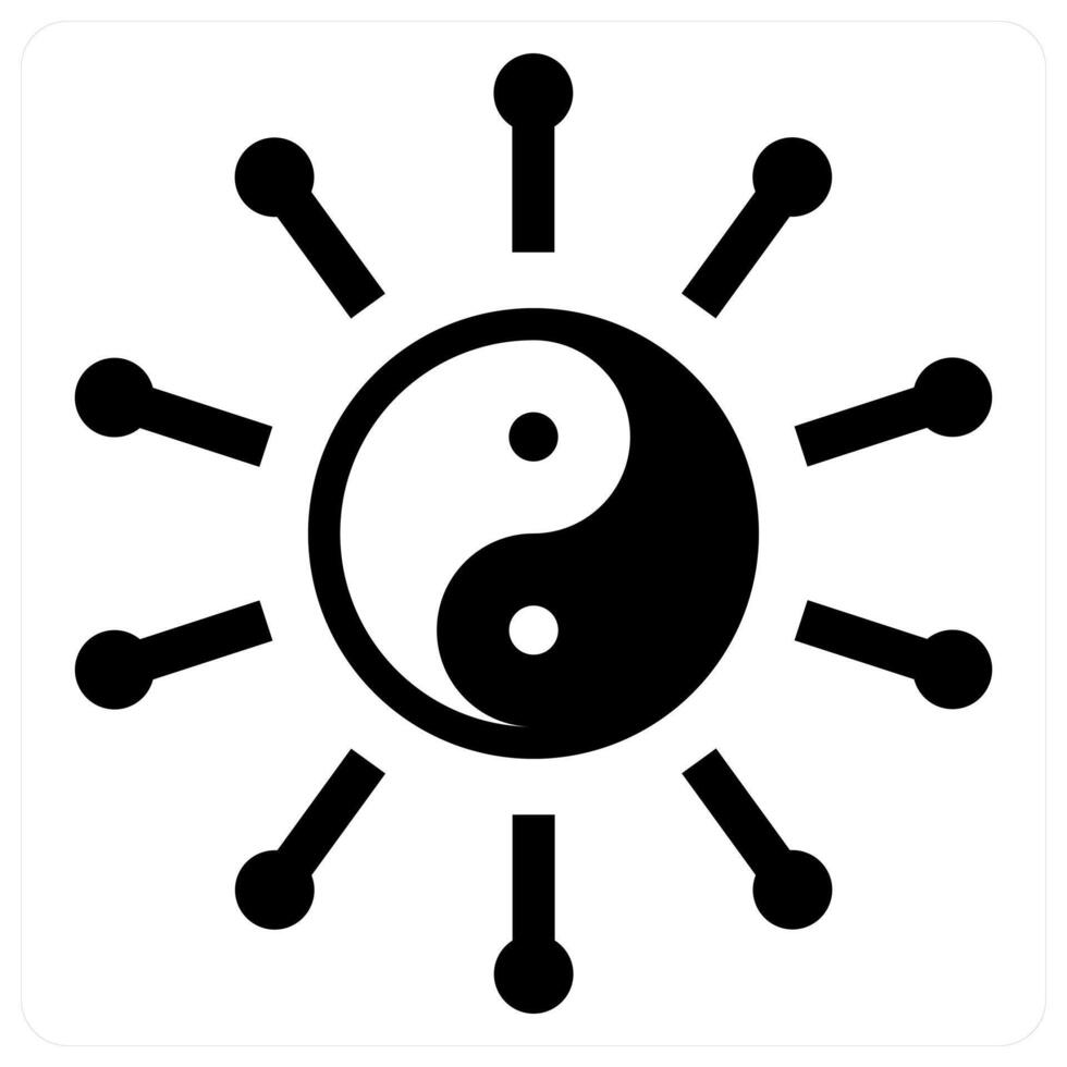 Yin Yang and religion icon concept in black filled color vector