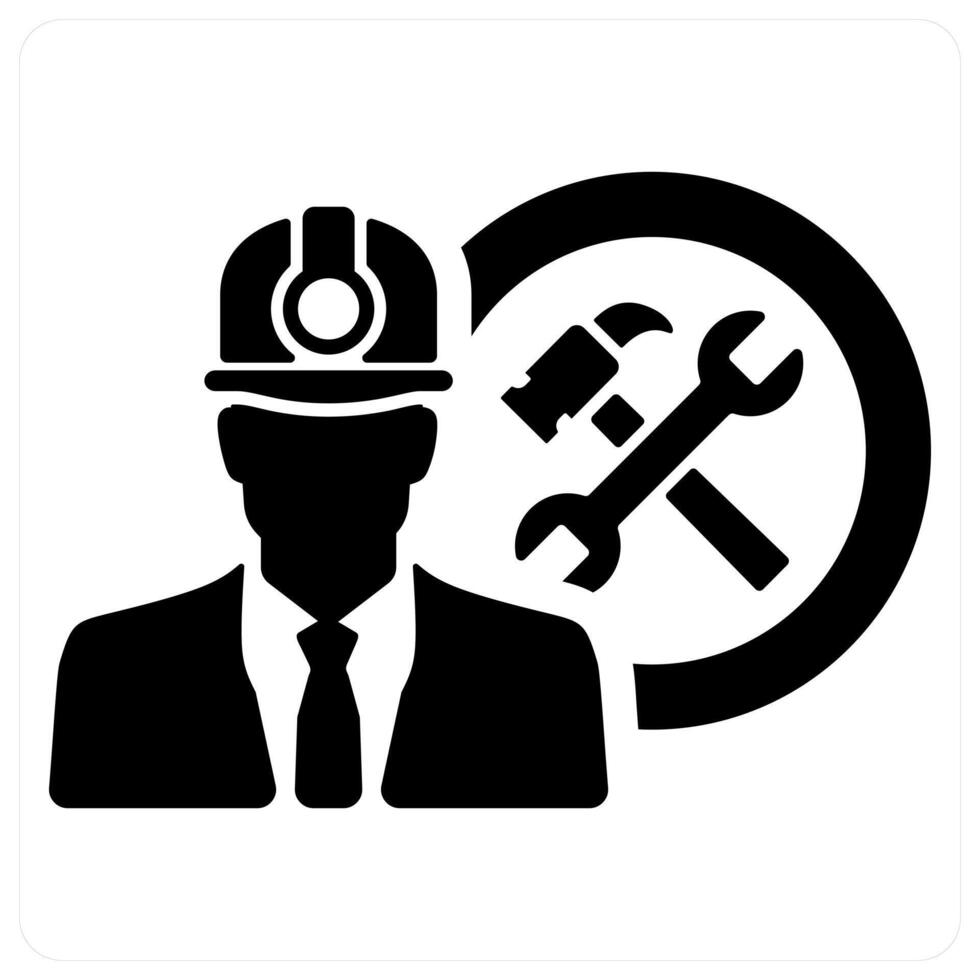 Contractor and real estate icon concept in black filled color vector
