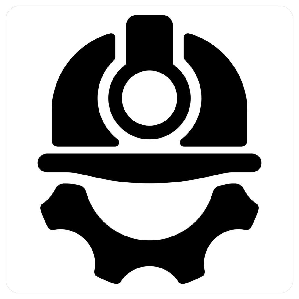 Worker and maintenance icon concept in black filled color vector