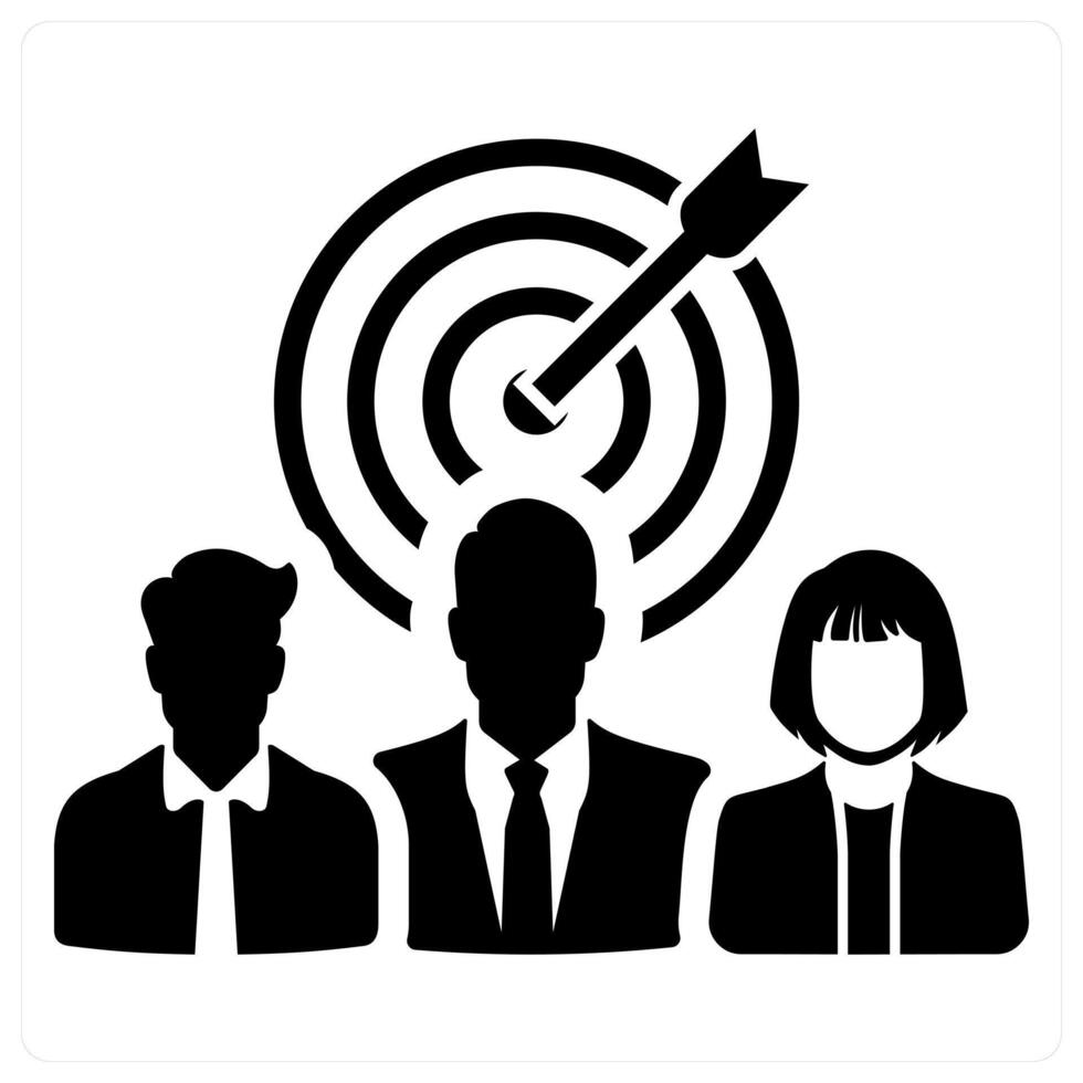 Business target and target icon concept in black filled color vector