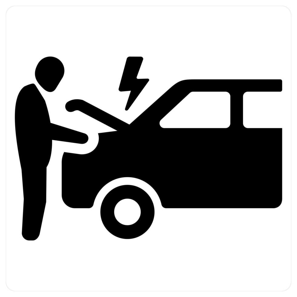 Vehicle breakdown and transport icon concept in black filled color vector