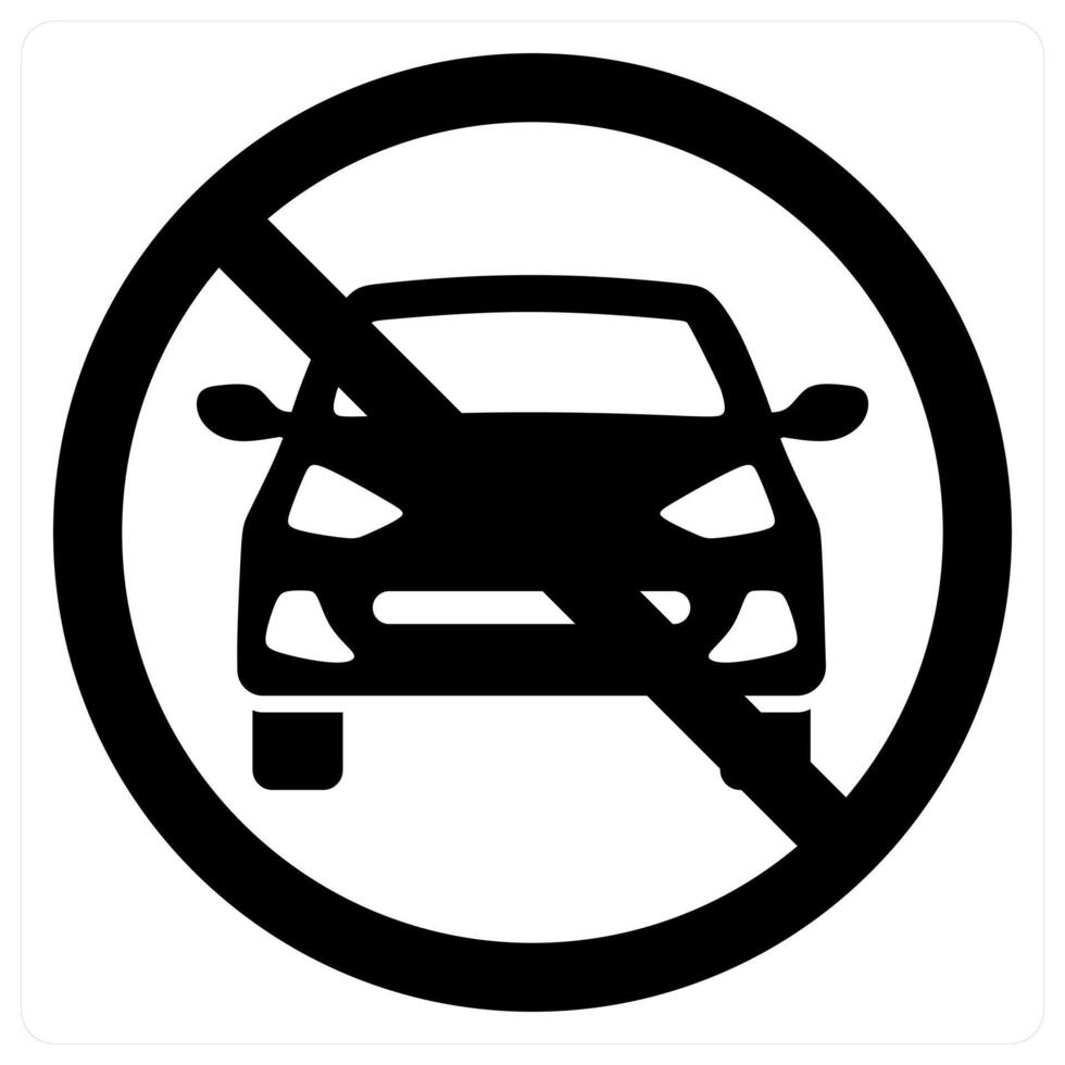 No Car Allowed icon concept in black filled color vector