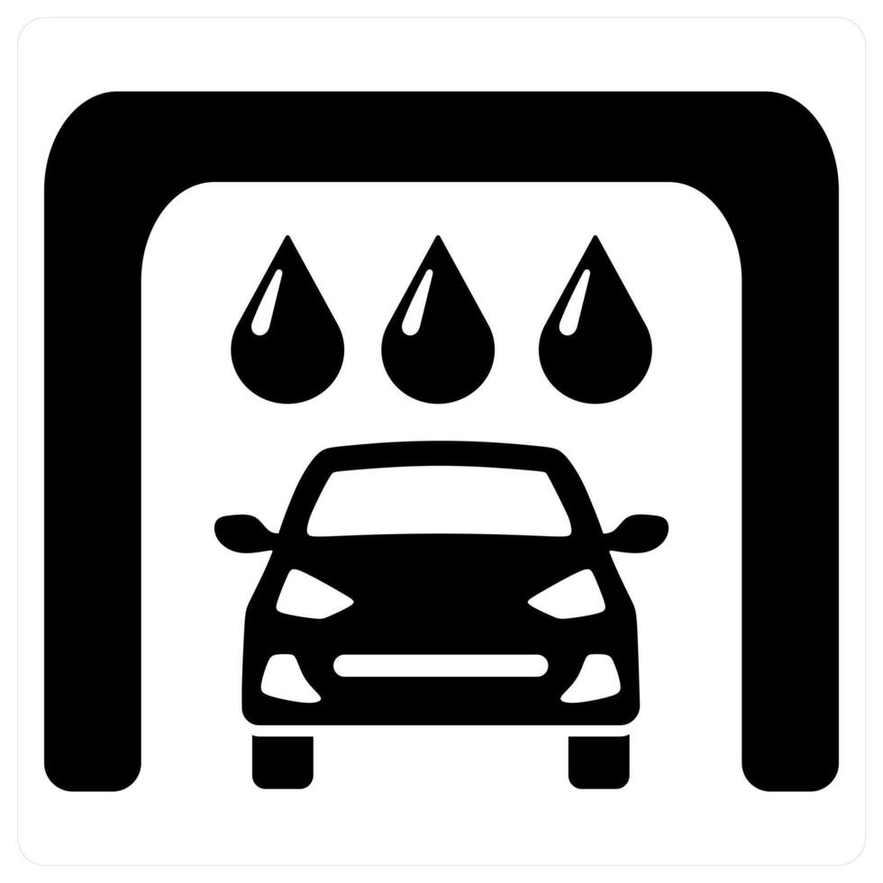Car Wash and vehicle icon concept in black filled color vector