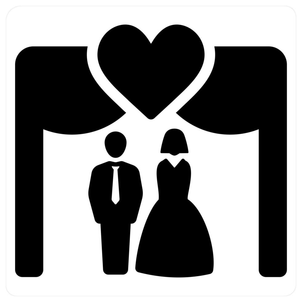 Wedding and party icon concept in black filled color vector