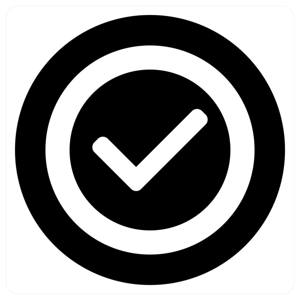 Check and approve icon concept in black filled color vector