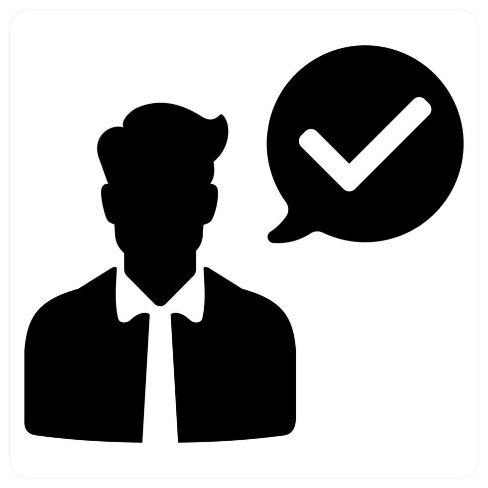 Accept and approve icon concept in black filled color vector