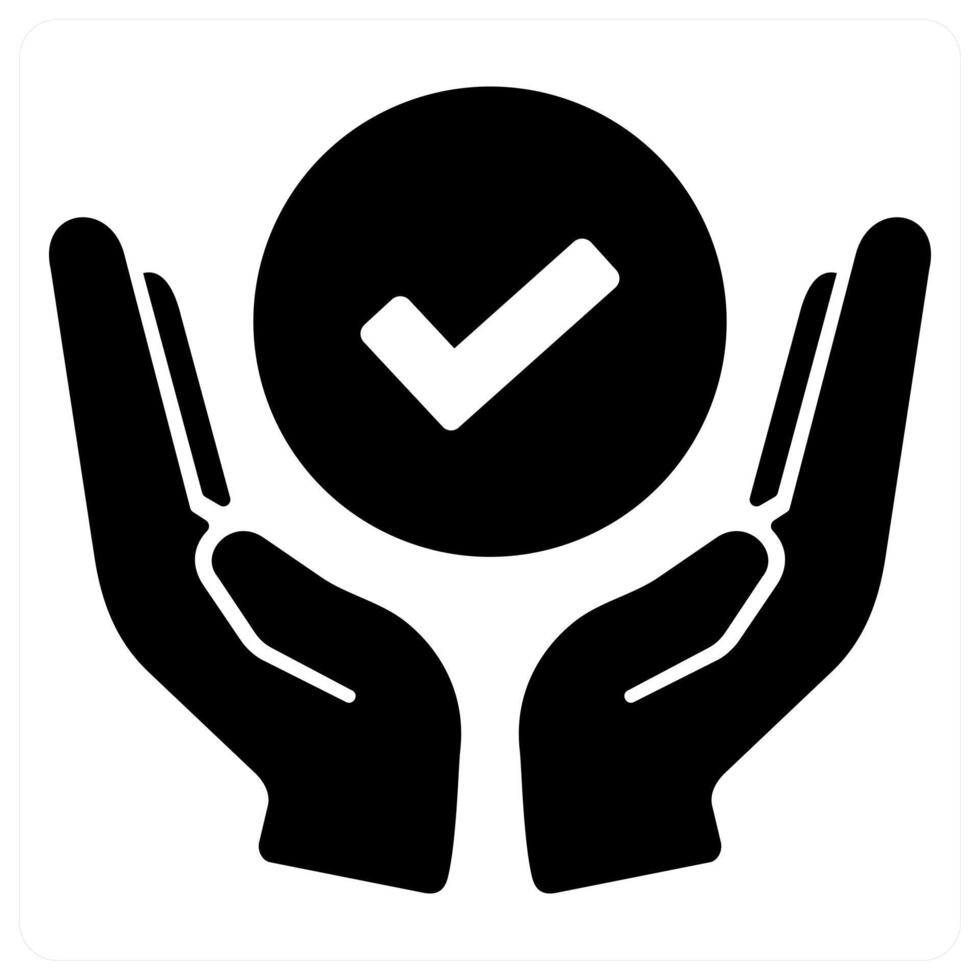 Support and verify icon concept in black filled color vector