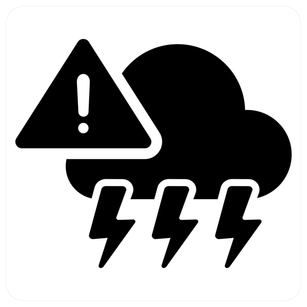 Extreme Weather and thunder icon concept in black filled color vector
