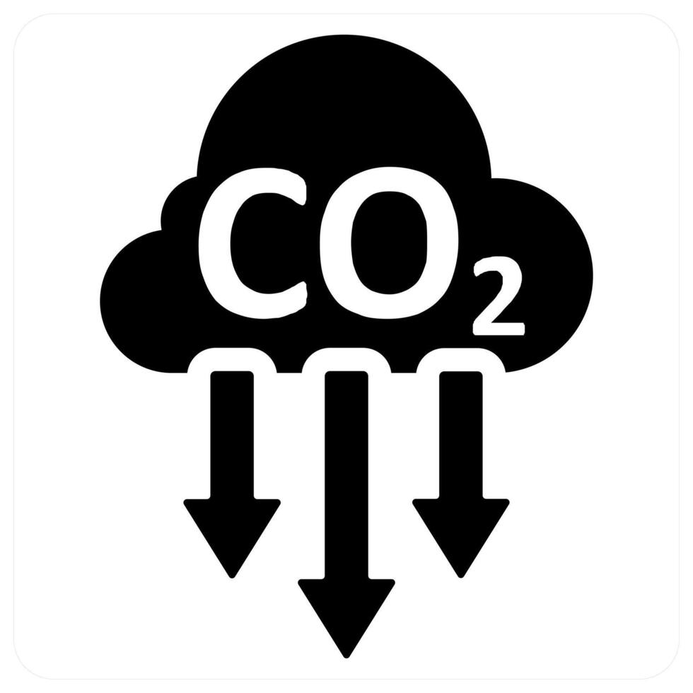 Co2 Reduction and emission icon concept in black filled color vector