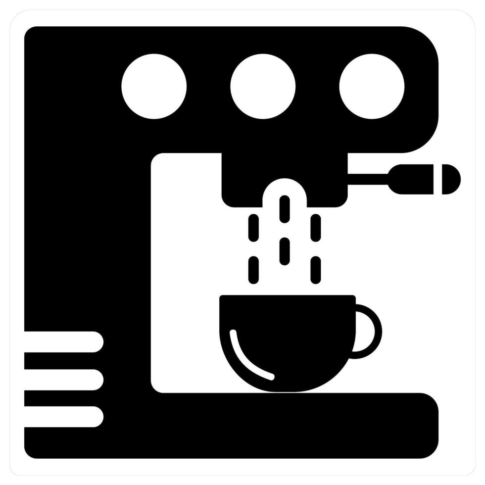 Coffee Machine and grinder concept in black filled color vector