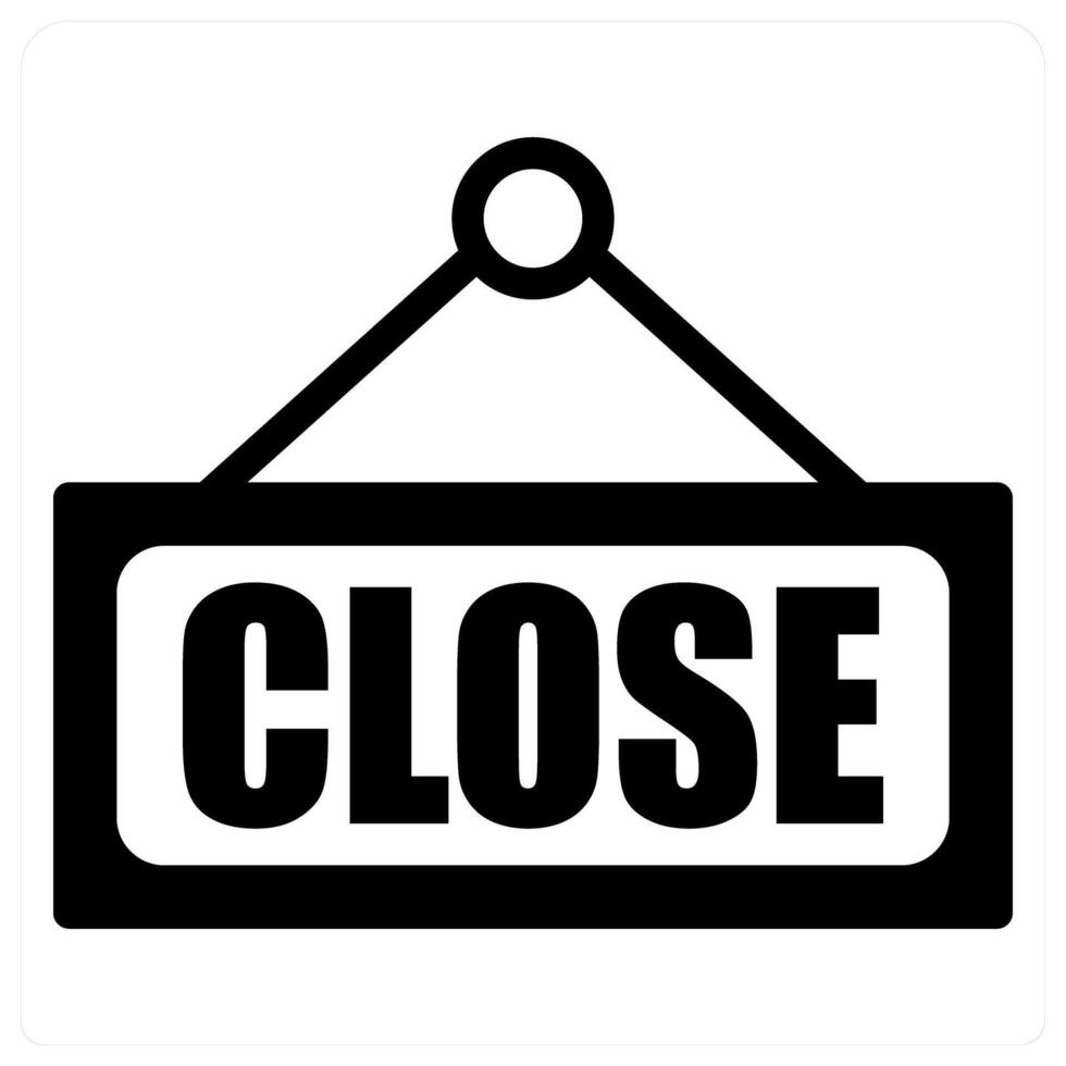 Close and label icon concept in black filled color vector