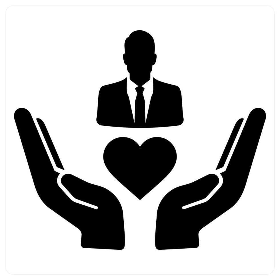 Caring and human icon concept in black filled color vector