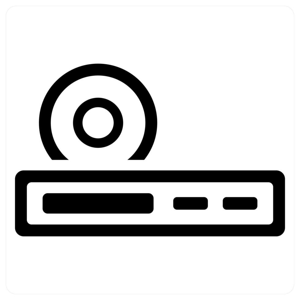 CD Player and cd icon concept in black filled color vector