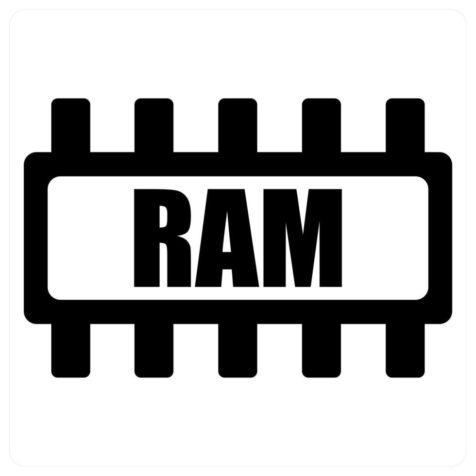 RAM and chip icon concept in black filled color vector