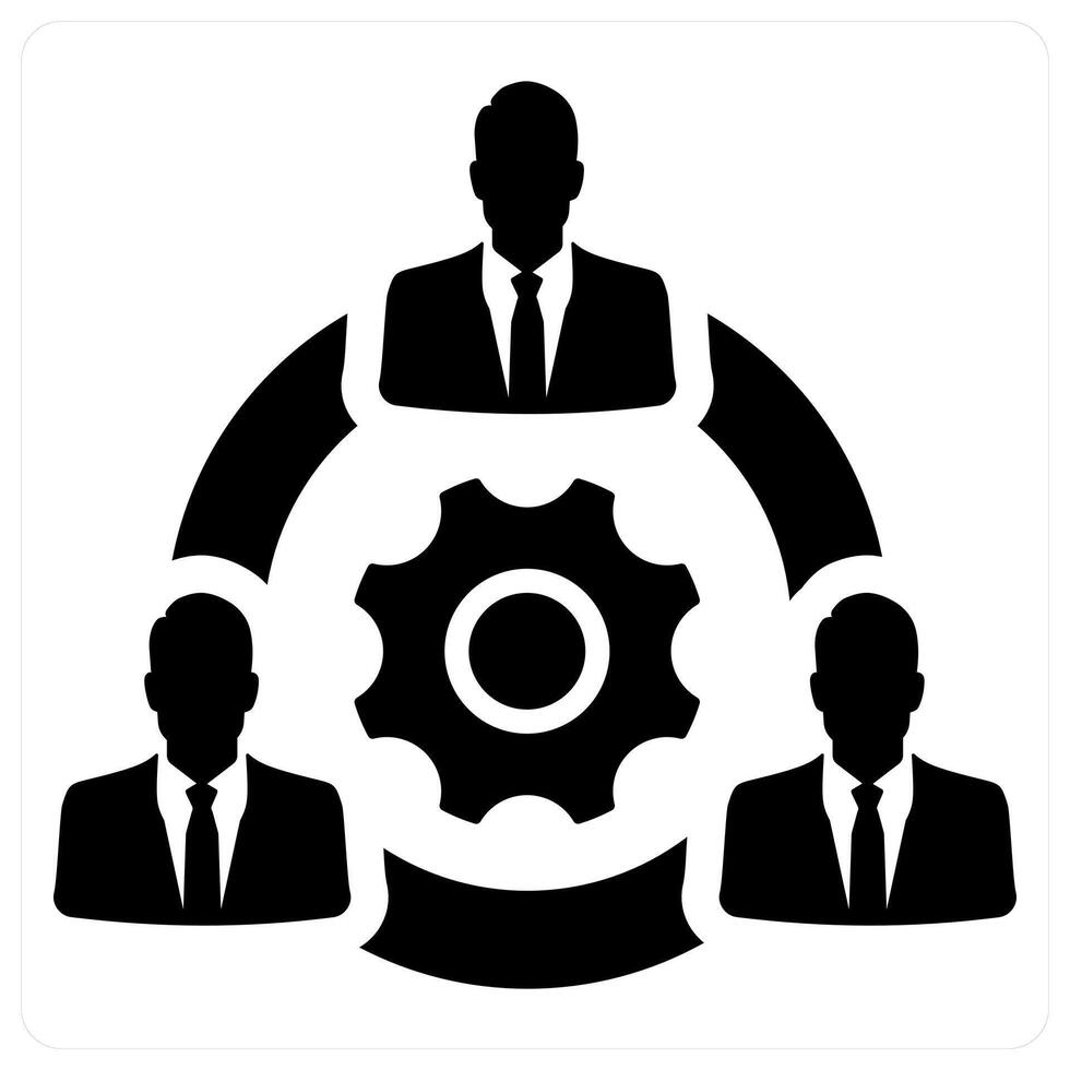 Collaborative and teamwork icon concept in black filled color vector