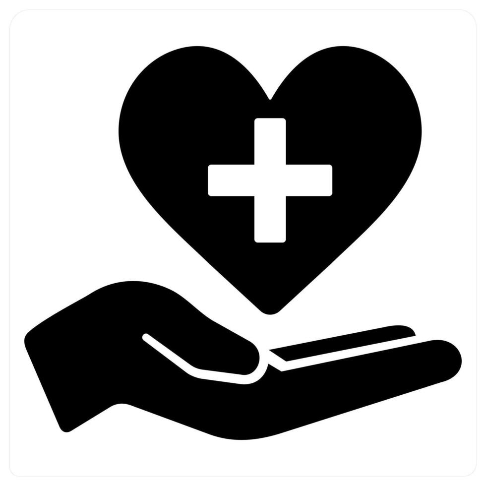 Medical Care and health care icon concept in black filled color vector