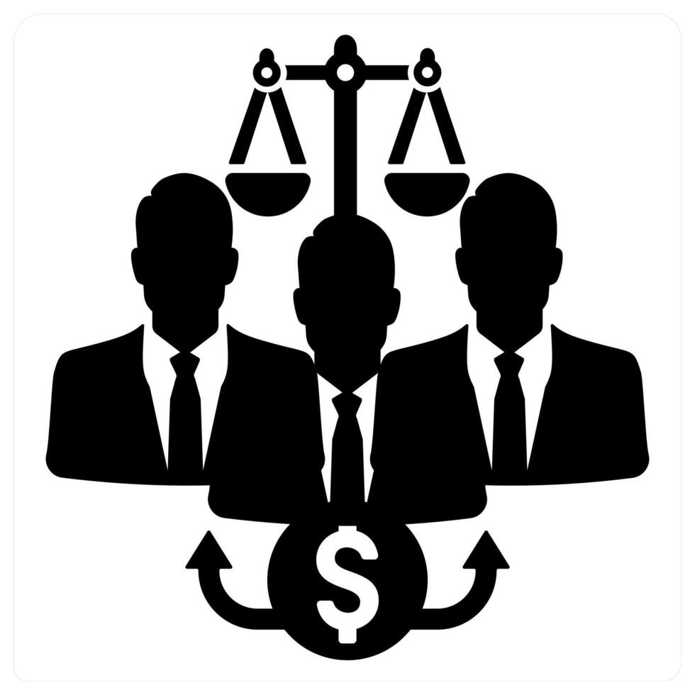 Fair Distribution and networking icon concept in black filled color vector