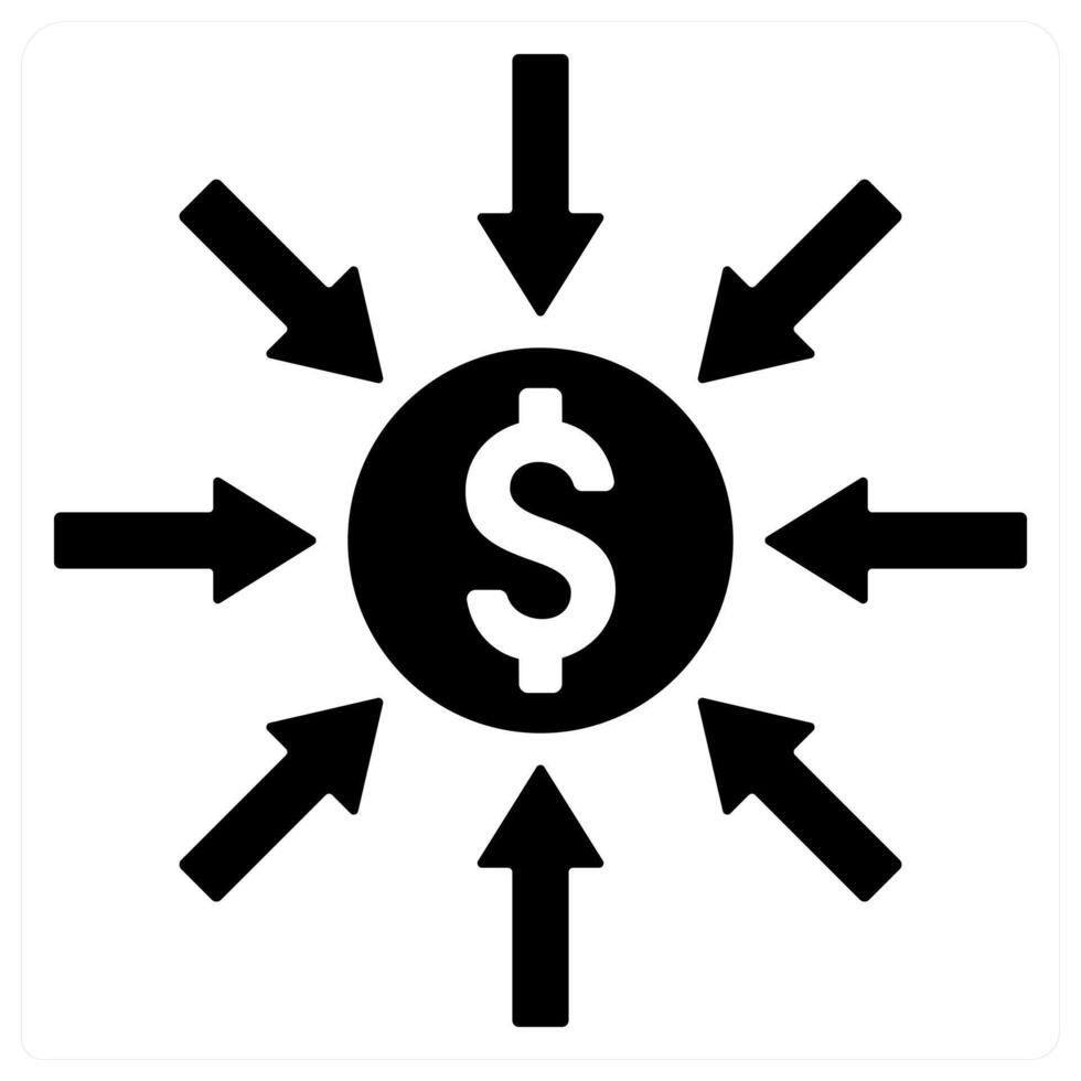 Fundraising and donation icon concept in black filled color vector