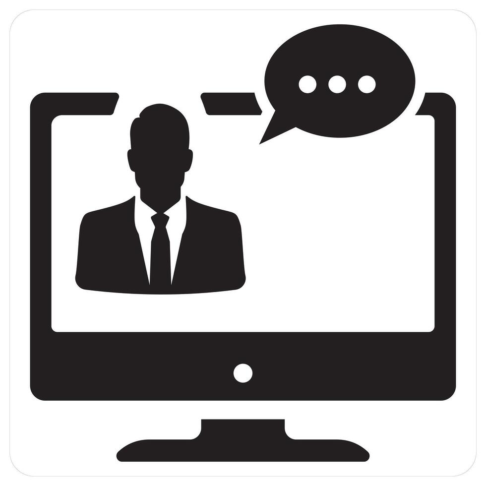 Online conversation and chat icon concept in black filled color vector