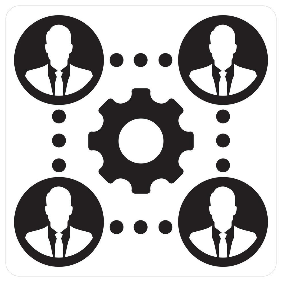 Business Team and leadership icon concept in black filled color vector