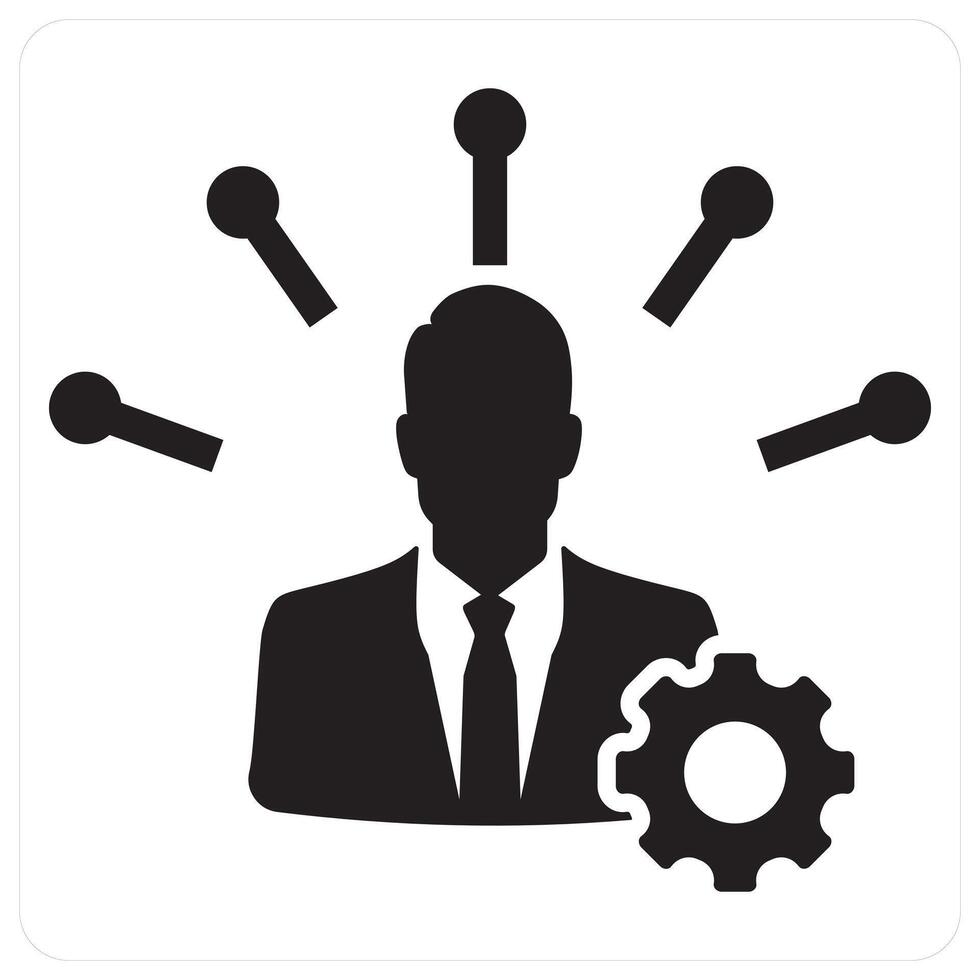 Business management and administration icon concept in black filled color vector