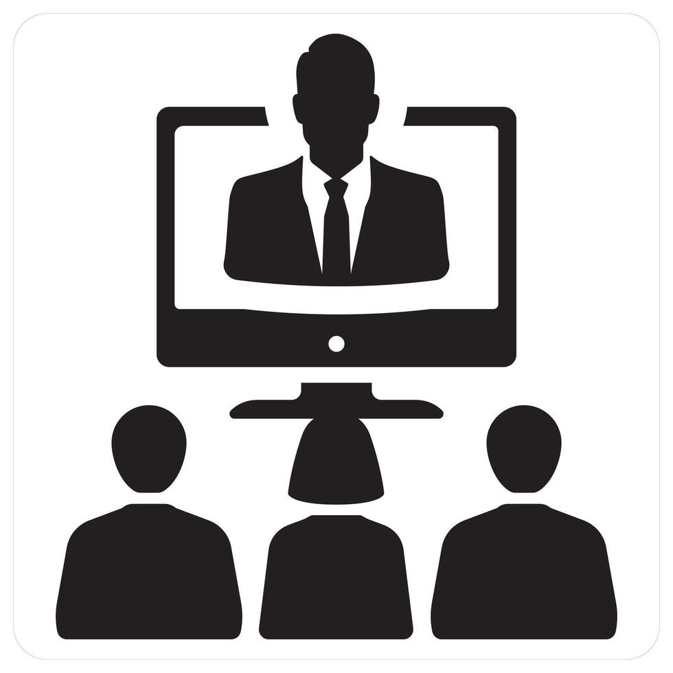 Online Meeting and conference icon concept in black filled color vector