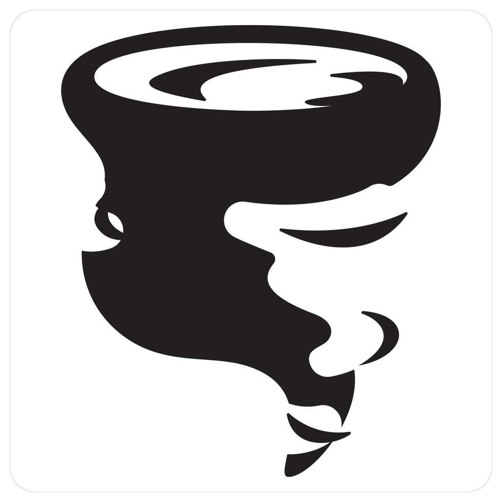 Hurricane and cyclone icon concept in black filled color vector