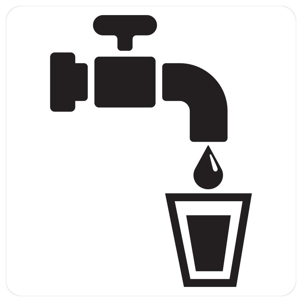 Save Water and conserve icon concept in black filled color vector