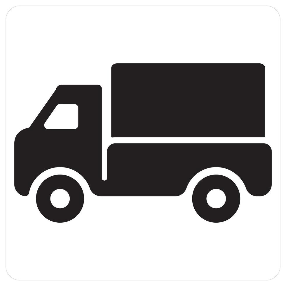 Truck and vehicle icon in black filled color vector