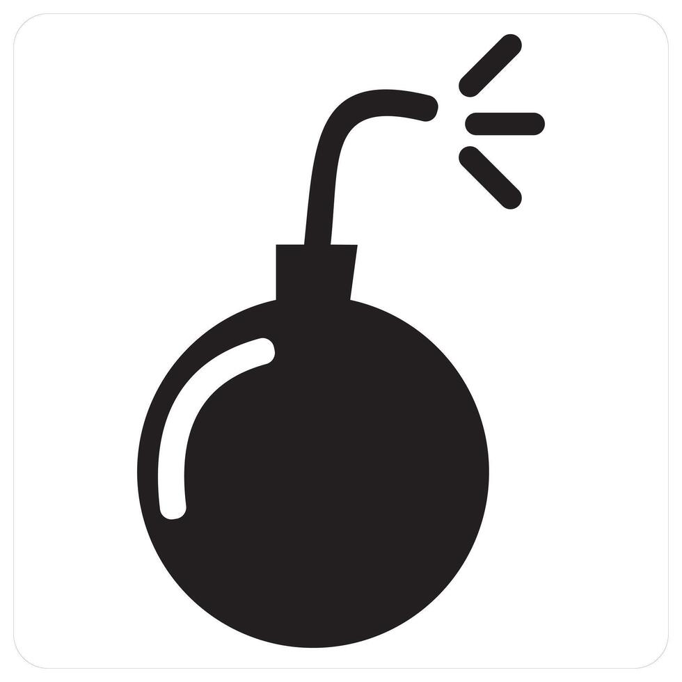 Bomb and explosion icon concept in black filled color vector