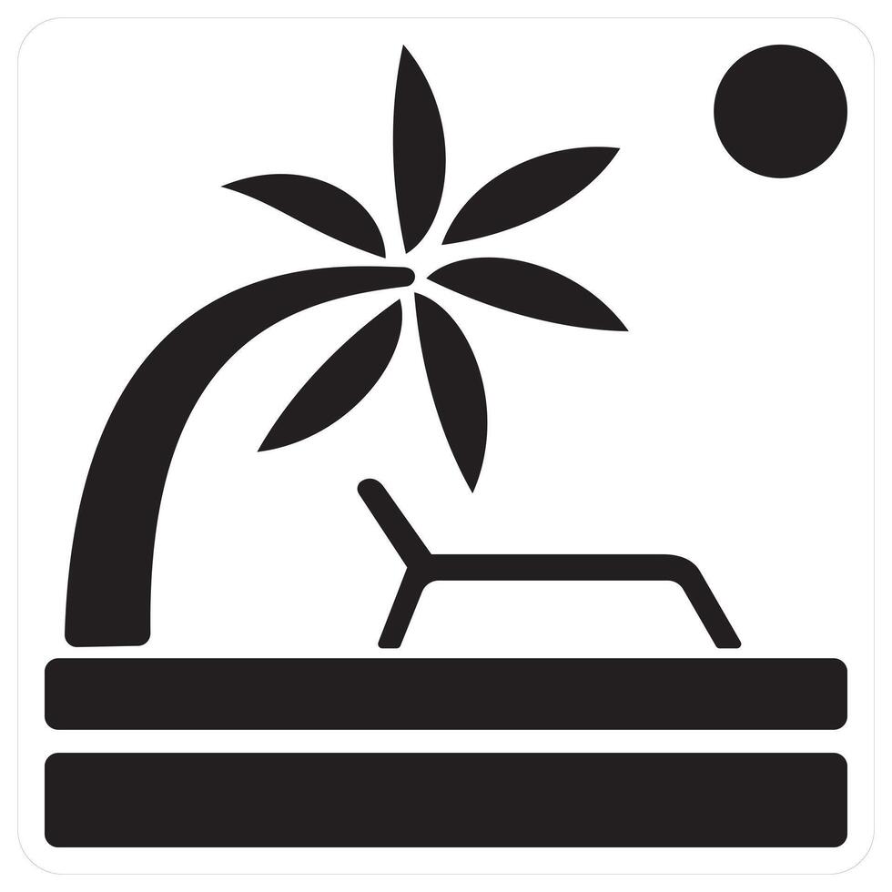 Beach and holiday icon concept in black filled color vector