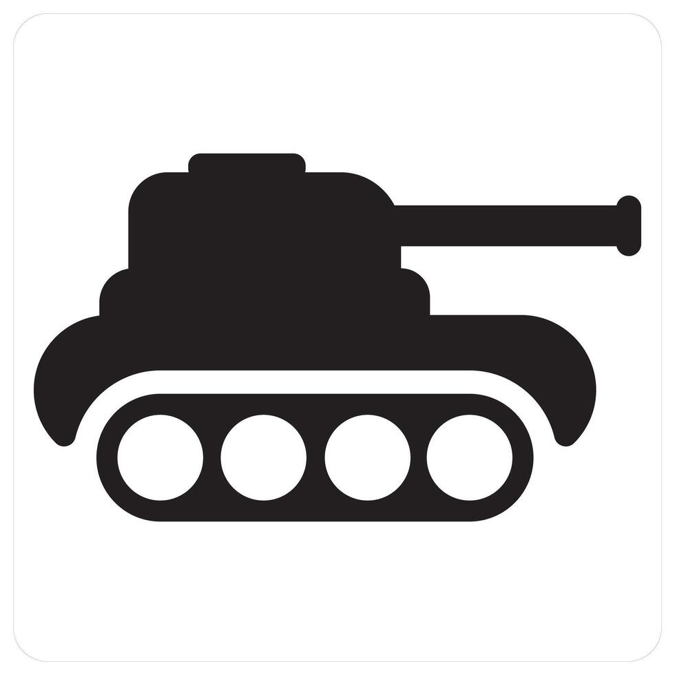 Tank and war icon concept in black filled color vector