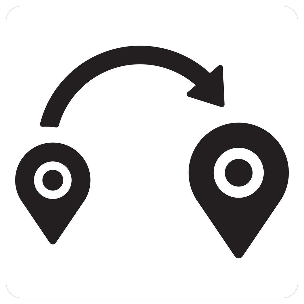 Distance and map icon concept in black filled color vector