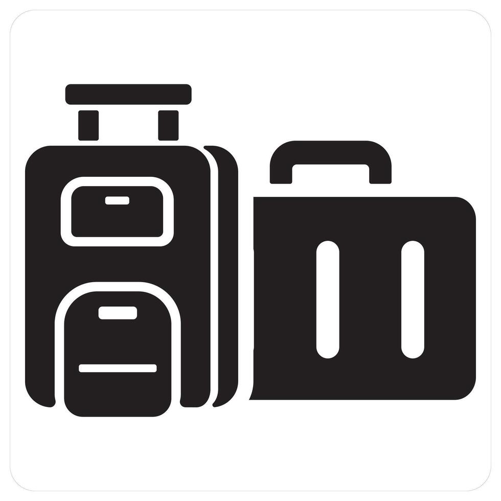 Suitcase and baggage icon concept in black filled color vector