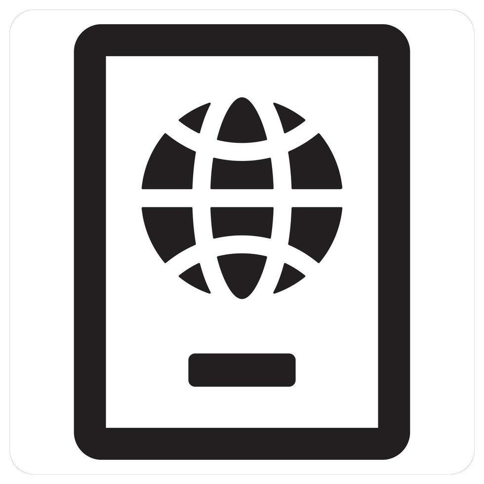 Passport and identity icon concept in black filled color vector