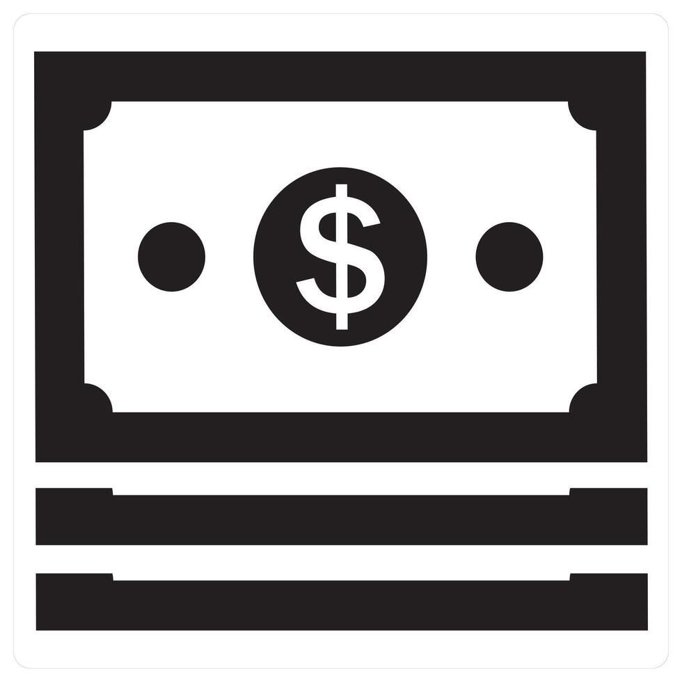 Cash and money icon concept in black filled color vector