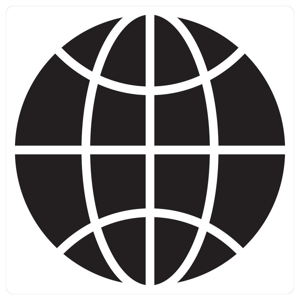 Globe icon concept in black filled color vector