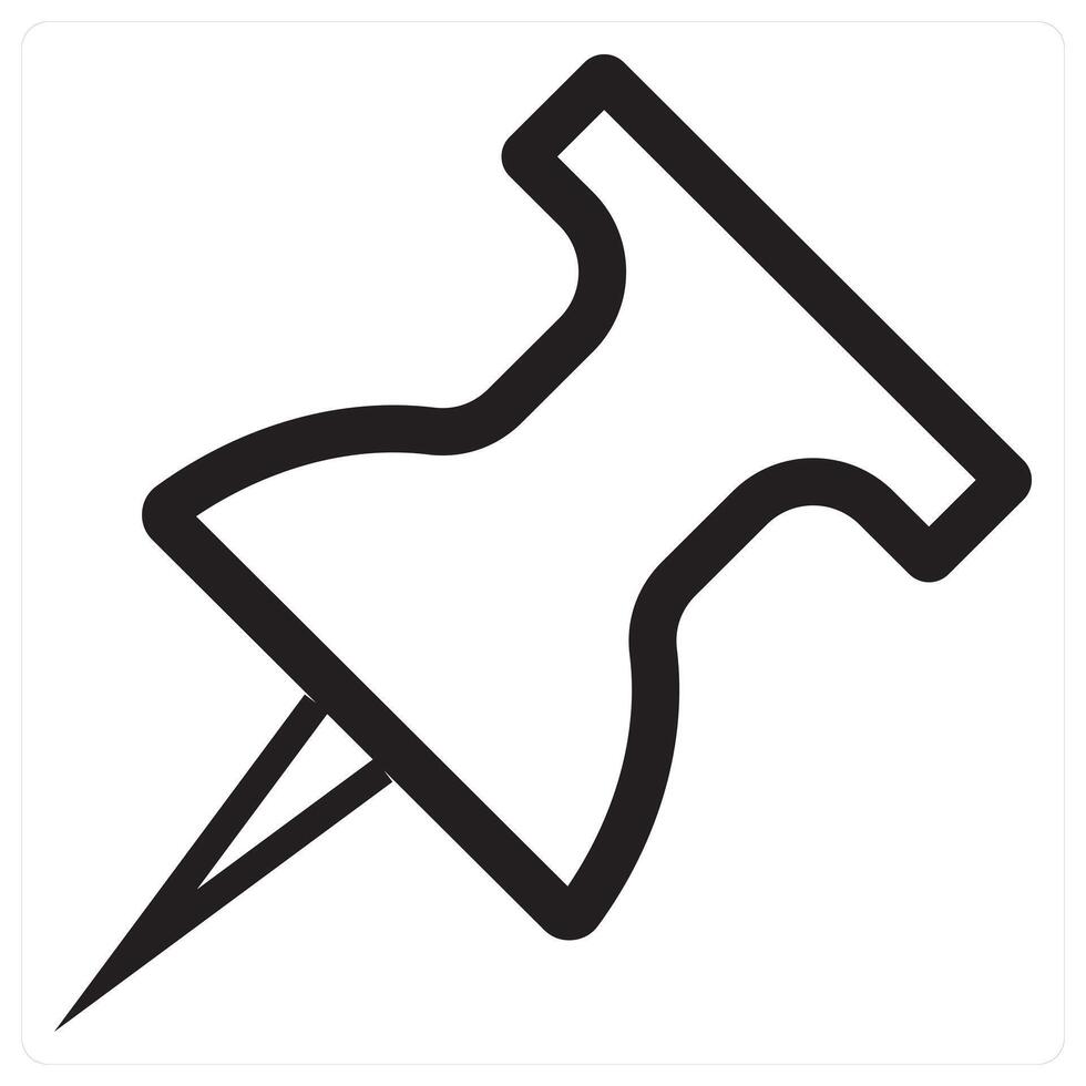Push Pin and office material icon concept in black filled color vector