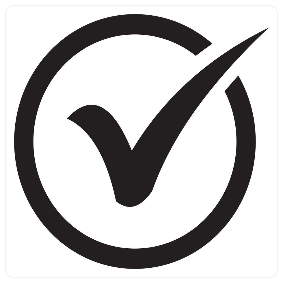 Checkmark and tick icon concept in black filled color vector
