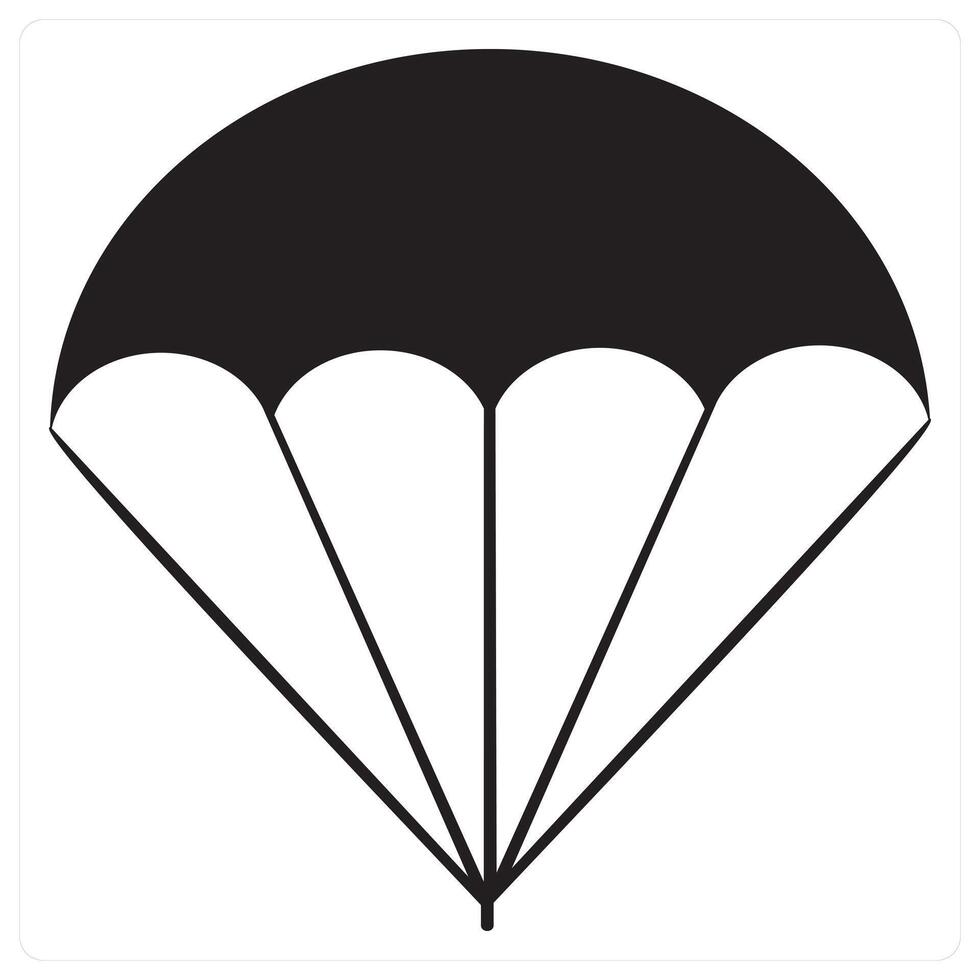 Parachute and sky dive icon concept in black filled color vector