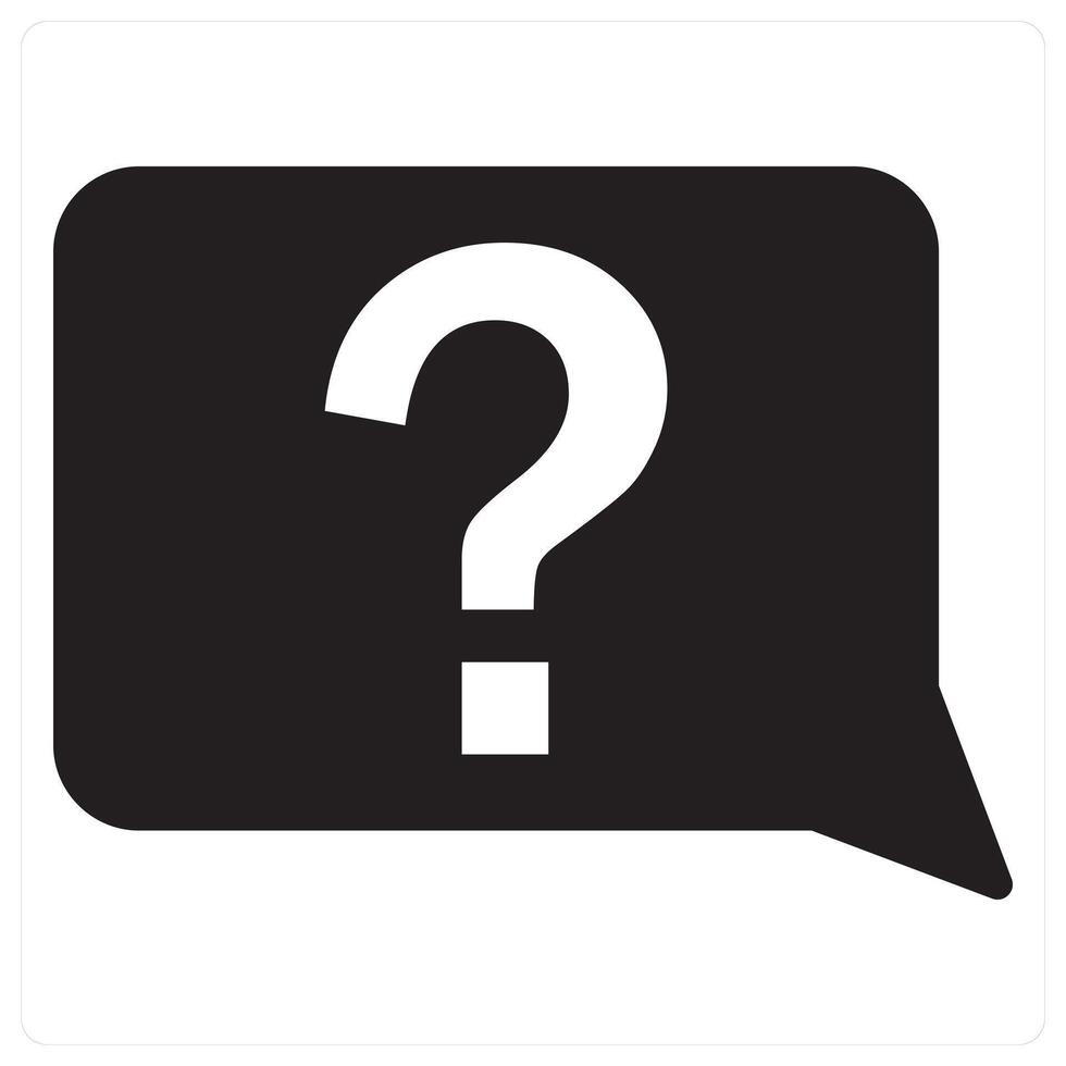 Query and question icon concept in black filled color vector