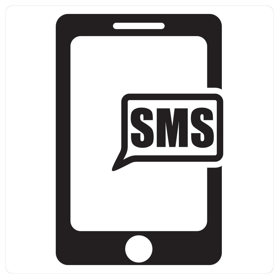 Mobile SMS and mobile icon concept in black filled color vector