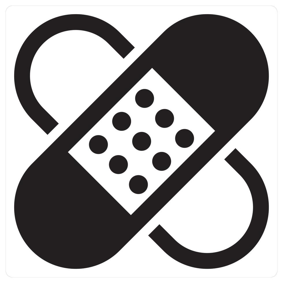 Bandage and cure icon concept in black filled color vector