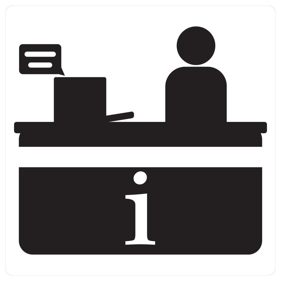 Receptionist and query icon concept in black filled color vector