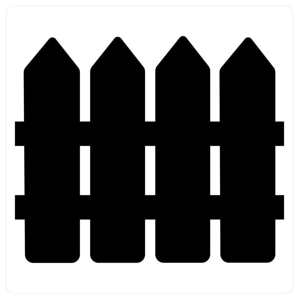 Fence and garden icon concept in black filled color vector