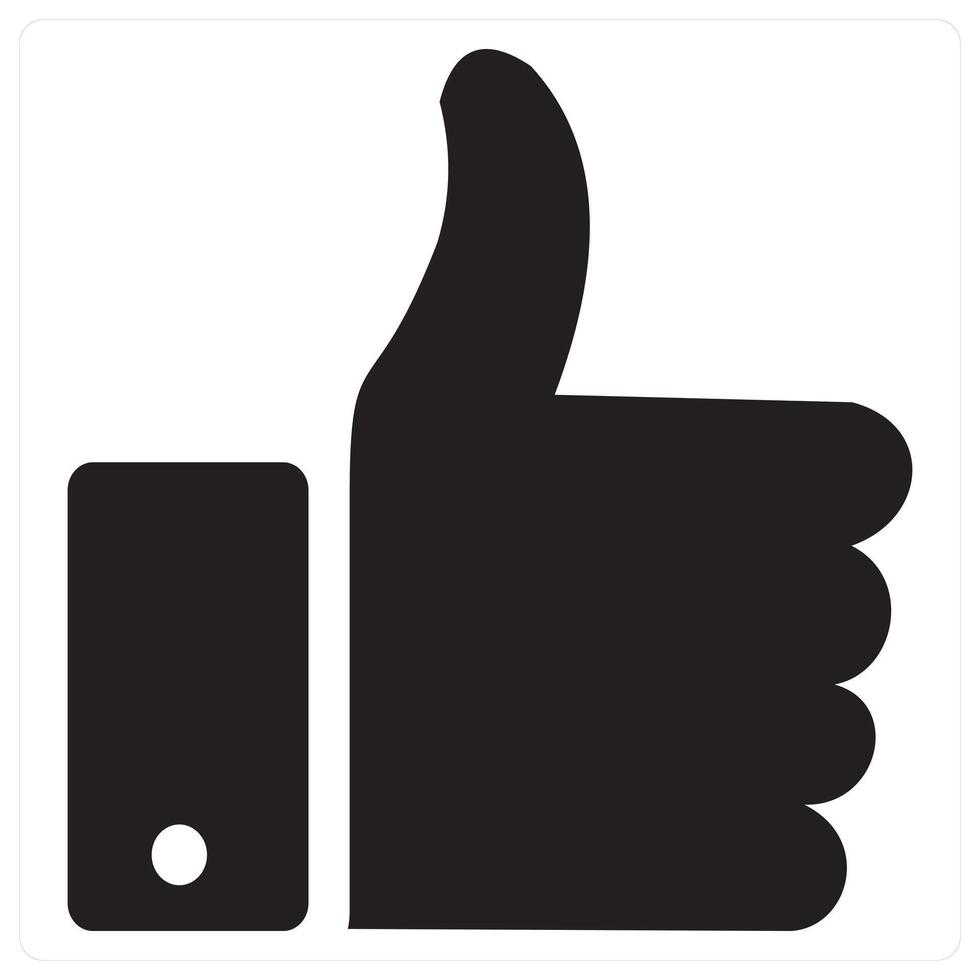 Thumbs Up and like icon concept in black filled color vector
