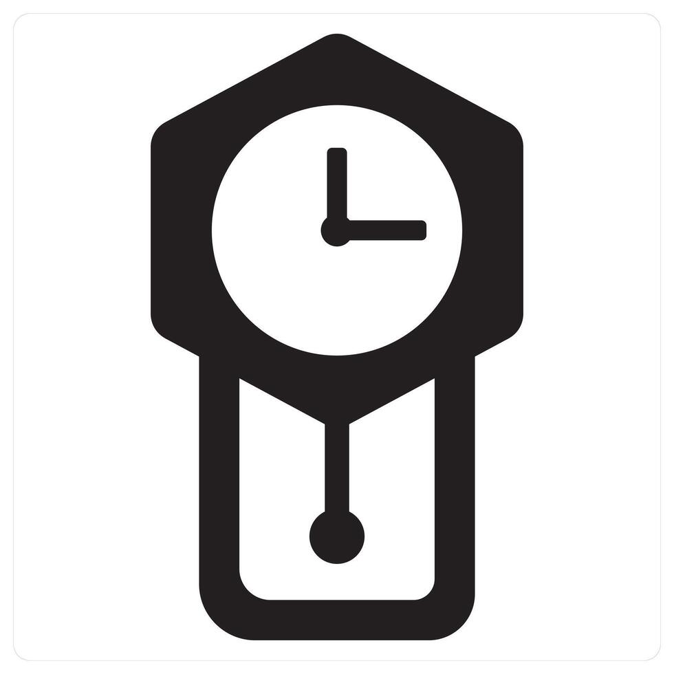 Clock and time icon concept in black filled color vector