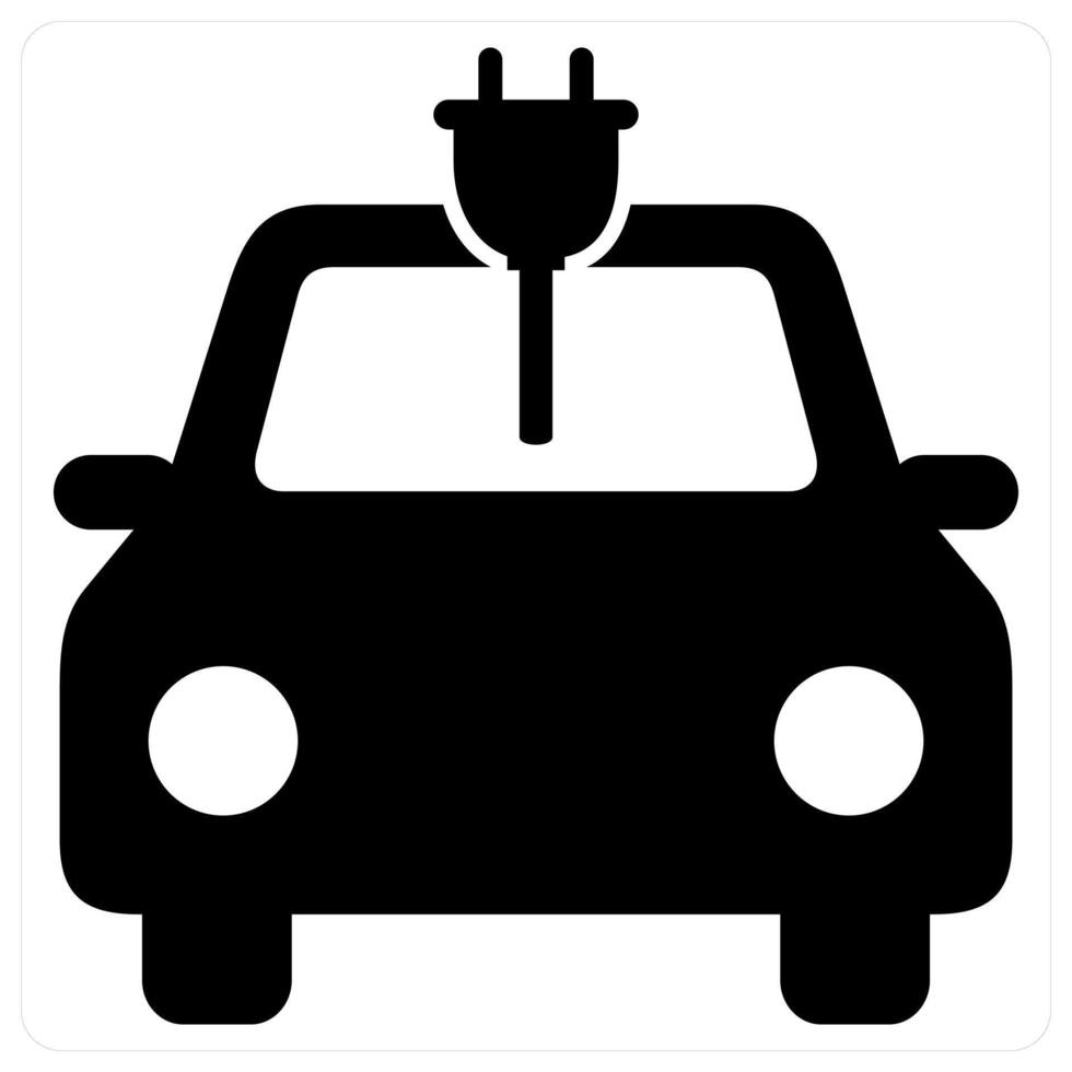 Electric Car and vehicle icon concept in black filled color vector